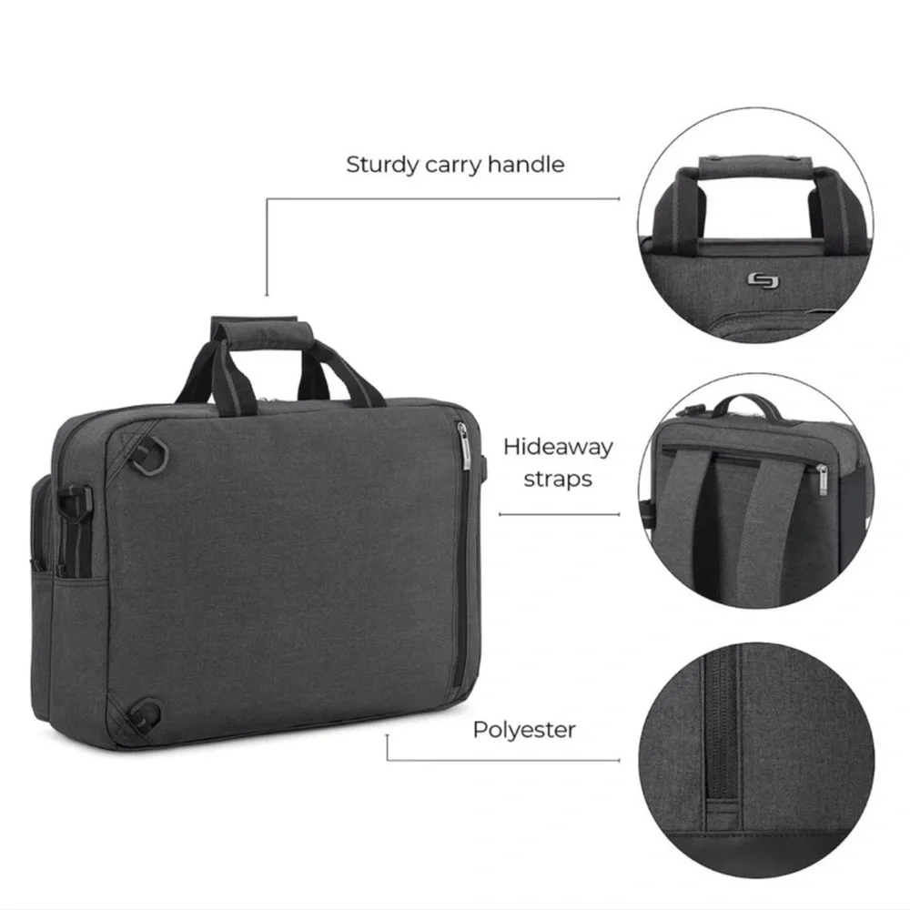 Solo New York Duane Hybrid Convertible Laptop Briefcase, Slate, UBN310-53